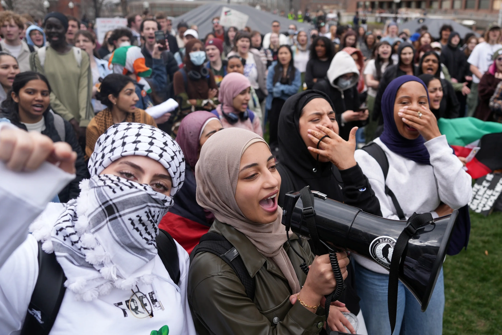 Muslim student organizers leading a campus demonstration
